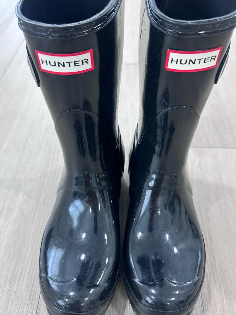 HUNTER original short gloss rain boots black womens size 7